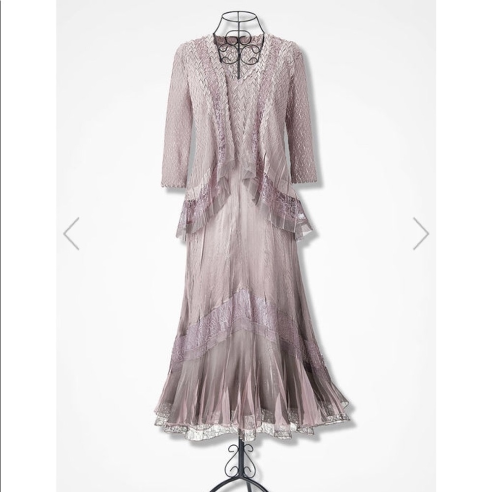 Ethereal Satin and Lace Jacket Dress by Komarov